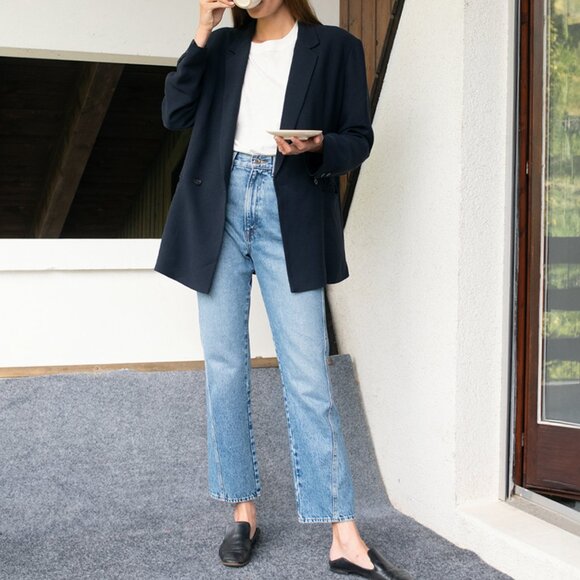 Apiece Apart Classic Blue High Rise Jeans - Picture 3 of 13